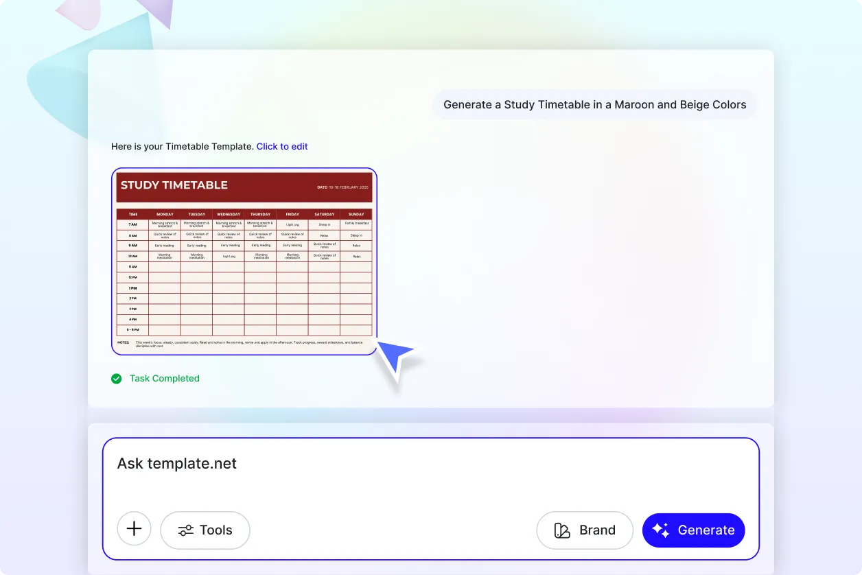 Free AI Timetable Generator, Create Timetable Images Online [ No Signup ]